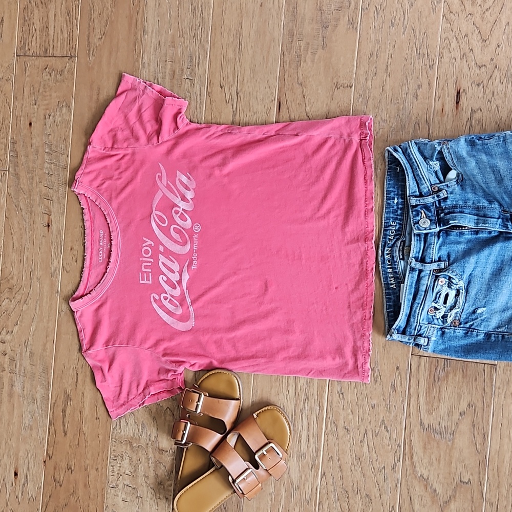 Lucky Brand Vintage Look Coca-Cola Distressed Tee XS 100% Cotton